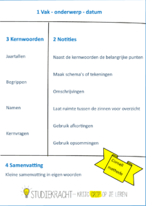 Aantekeningen - Cornell schema