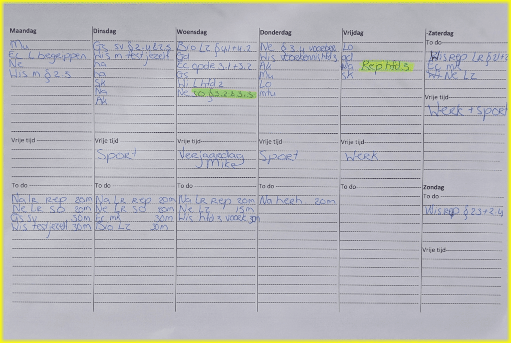 Ingevulde agenda